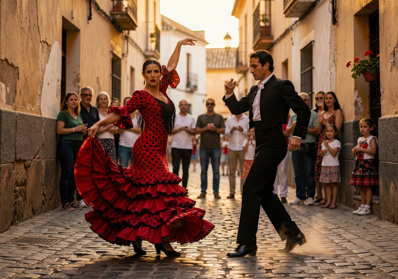 Flamenco dancing in the streets of Seville