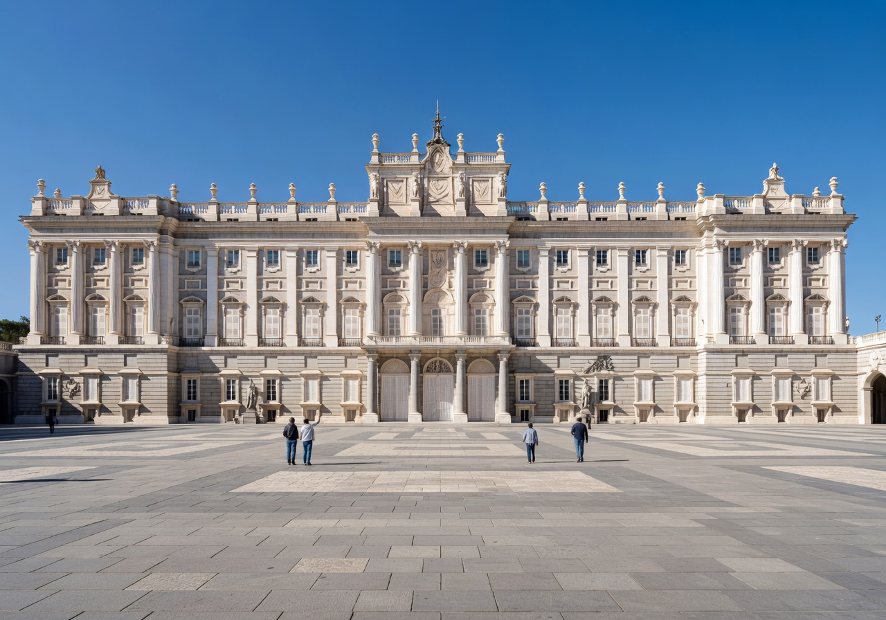 Royal Palace and Retiro Park area in Madrid Spain